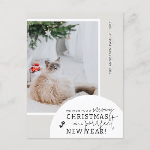 Cat Lover's Modern Simple Photo Holiday Postcard 