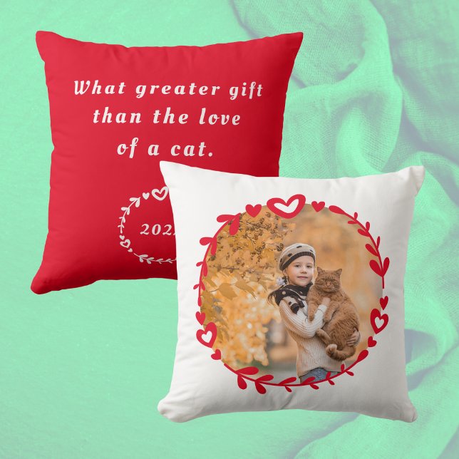 Cat Lover's Photo & Quote Red Cushion (Creator Uploaded)