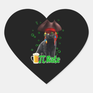 Cat Lovers Pi Day Cat Pirate Gift Heart Sticker