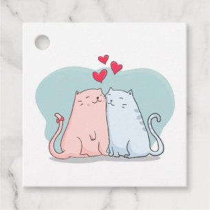 Cat Lovers - Pink Blue Wedding, Bridal shower Favour Tags