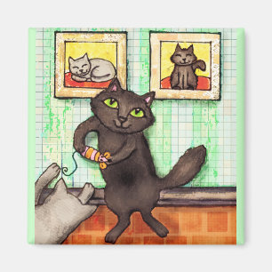 Cat Lover's Playing Friends Art Magnet