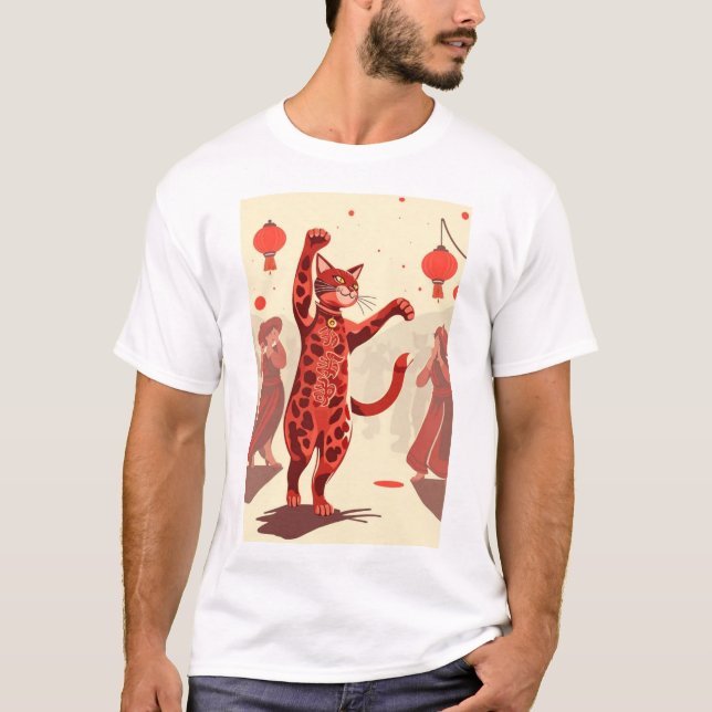cat lovers red cats dance T-Shirt (Front)
