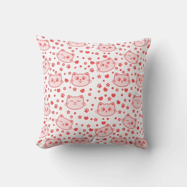 Cat lovers so cute red colour cushion (Front)