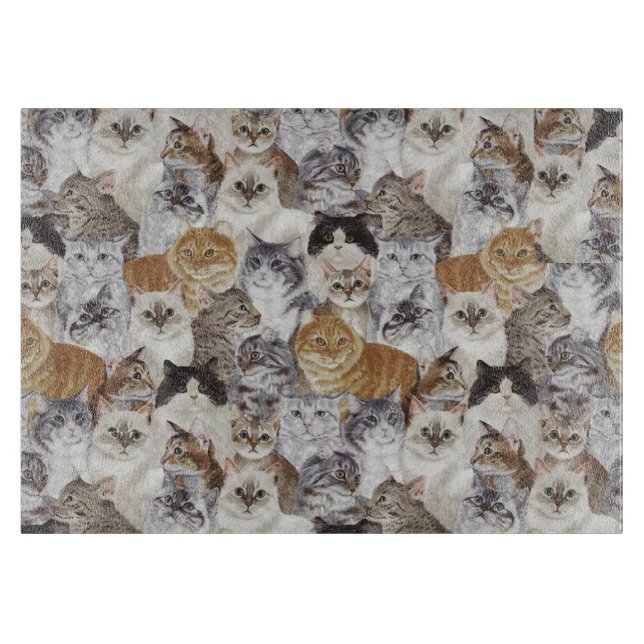 Cat Lovers Tempered Glass Cutting Board (Front)