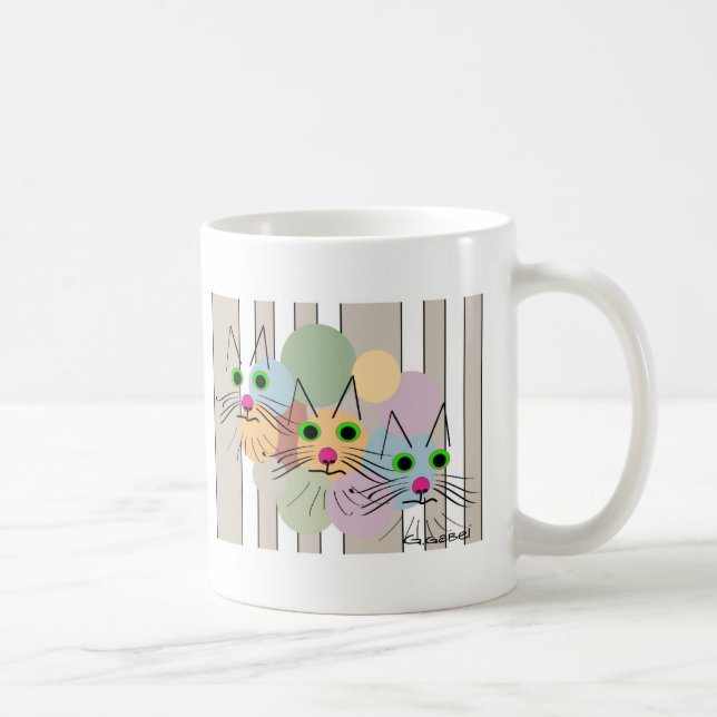 Cat Lovers "Three Amigos" Cat Art Coffee Mug (Right)