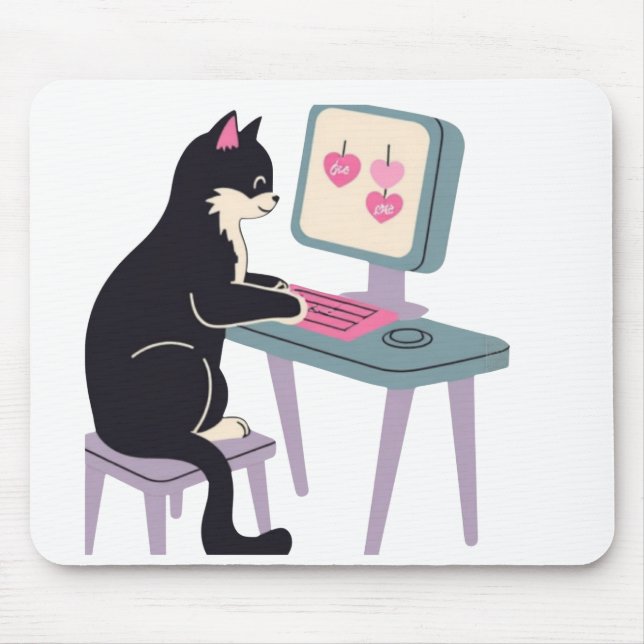 Cat lovers Tuxedo cat Mouse pad  (Front)