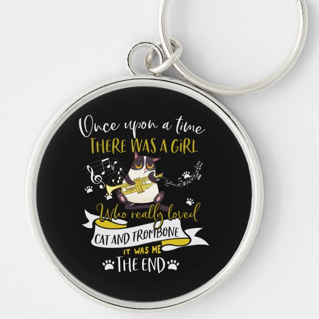 Cat Lovers | Who Really Loved Cat And Trombone Key Ring (Front)