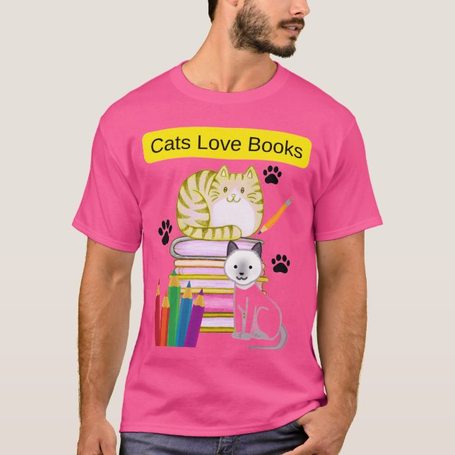 Cat Loves Books T-Shirt (Front)