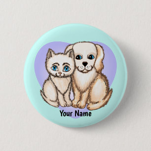 Cat Loves Dog  TBA   6 Cm Round Badge