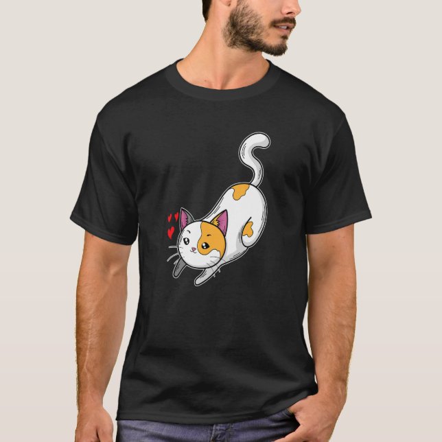 Cat Loves Mistress And Master T-Shirt (Front)