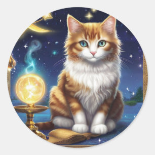 Cat Magic Classic Round Sticker
