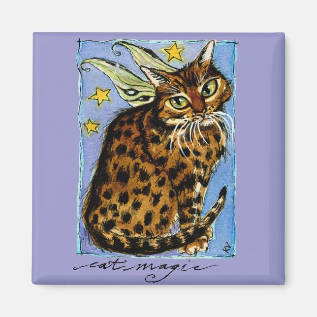 Cat magic fairy fantasy ocicat magnet (Front)