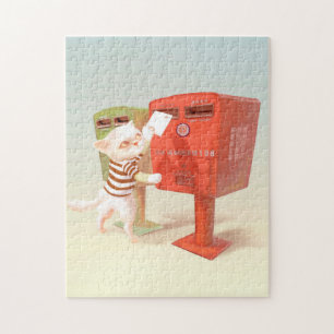 Cat Mailing a Letter Jigsaw Puzzle