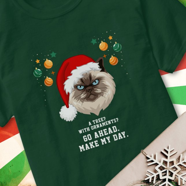 Cat Make My Day Silly Christmas  T-Shirt (Creator Uploaded)