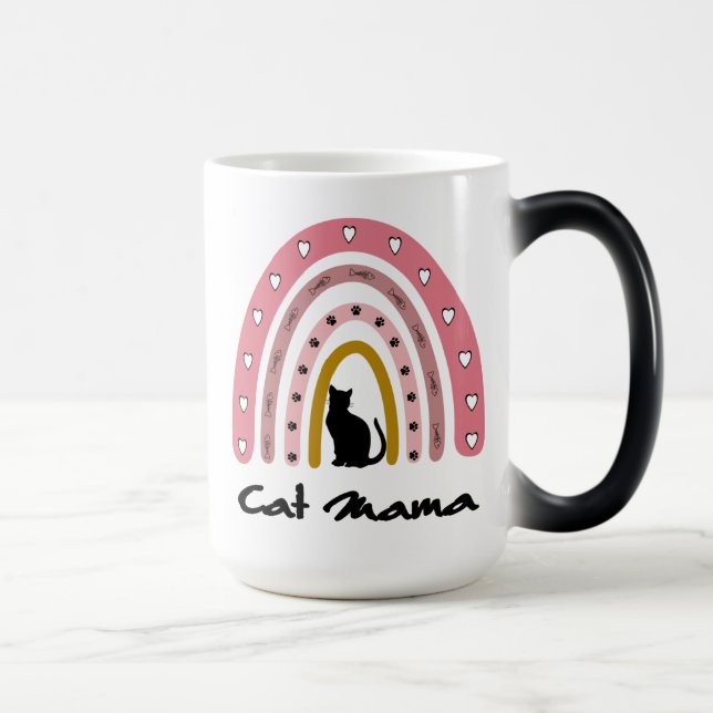 Cat Mama, Cat Mama Rainbow, Cat Mum Gift Magic Mug (Right)