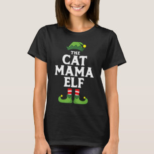 Cat Mama Elf Matching Family Group Couple Christma T-Shirt