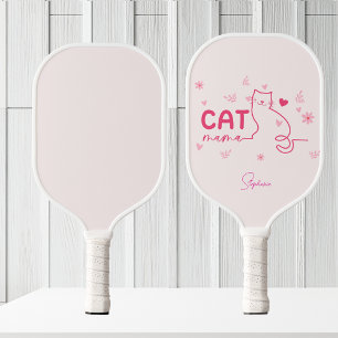 Cat Mama Personalised-Pink Cute Cat Design Pickleball Paddle