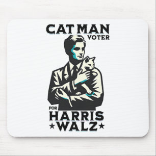 Cat Man Voter For Harris Wheimer Waltz Mouse Pad