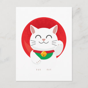 Cat Maneki Neko Japan Lucky Cat Funny Gift Idea Postcard