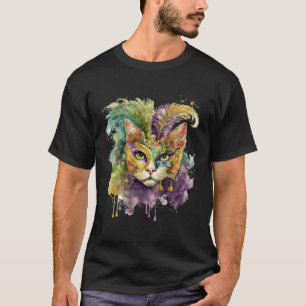 Cat Mardi Gras Happy Mardi Gras Carnival Cat  Kitt T-Shirt