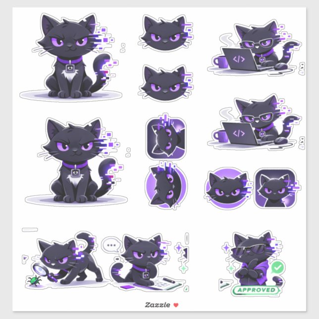 Cat Mascot Stickers (Sheet)
