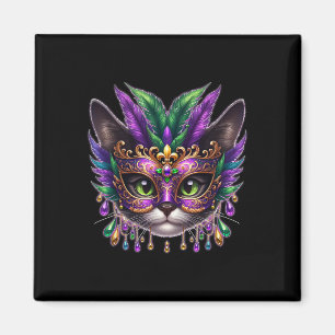 Cat Mask Mardi Gras New Orleans Carnival Magnet