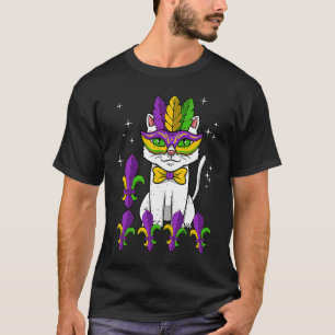 Cat Masquerade Party Mask Mardi Gras Purple Green  T-Shirt