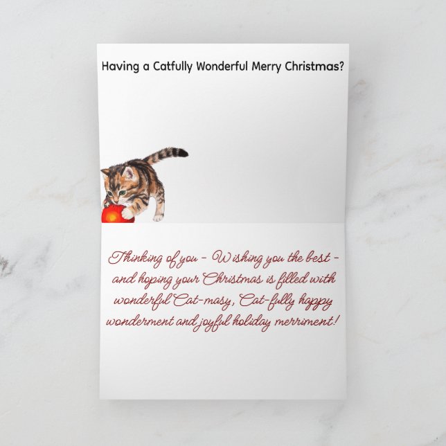 Cat-masy Purrfect Christmas Kitty Cat Cute Holiday Card (Inside)