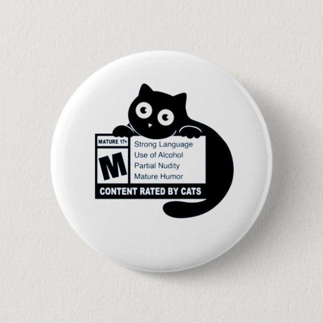 Cat Mature Content 6 Cm Round Badge (Front)