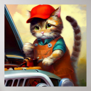 Cat Mechanic Poster