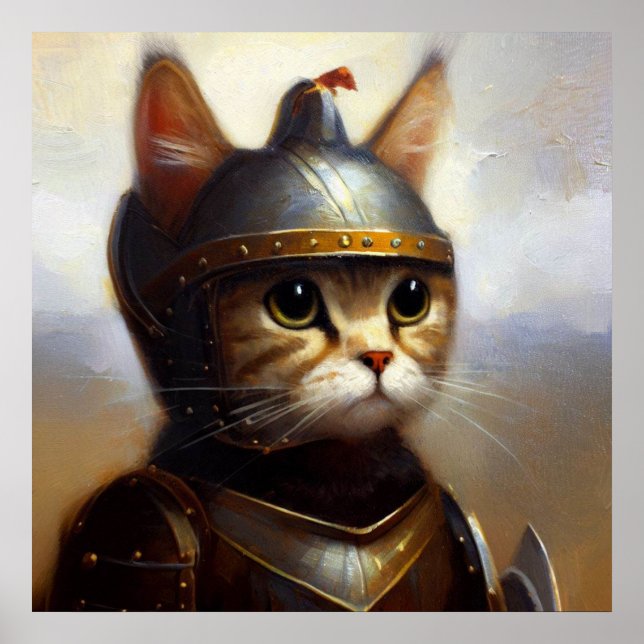 Cat Mediaeval Knight Poster (Front)