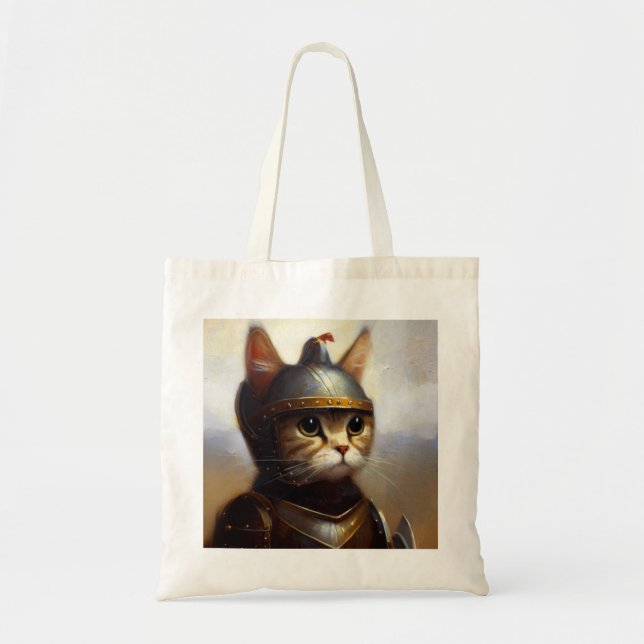 Cat Mediaeval Knight Tote Bag (Front)