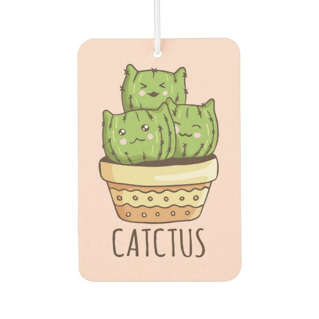 Cat Meets Cactus Car Air Freshener (Front)