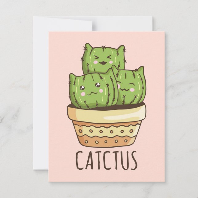 Cat Meets Cactus Thank You Card (Front)