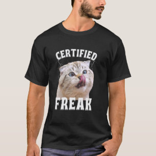 Cat Meme Certified Freak Eat Cement Cursed Cat Fun T-Shirt
