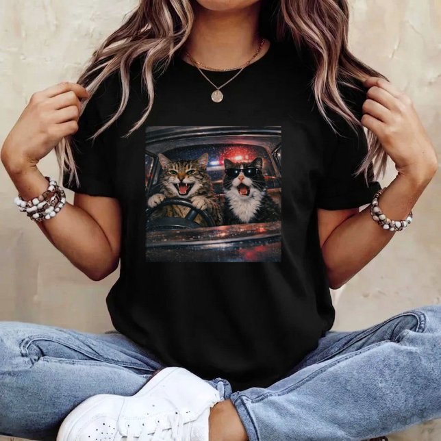 Cat Meme Driving Funny Parody Potrait Graphic T-Shirt (Creator Uploaded)