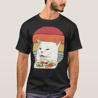 Cat Meme Funny, Retro Yelling At Cats Eating Salad T-Shirt
