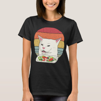 Cat Meme Funny, Retro Yelling At Cats Eating Salad T-Shirt