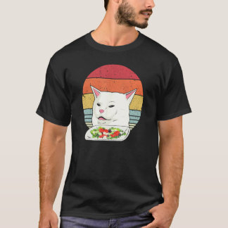 Cat Meme Funny, Retro Yelling At Cats Eating Salad T-Shirt