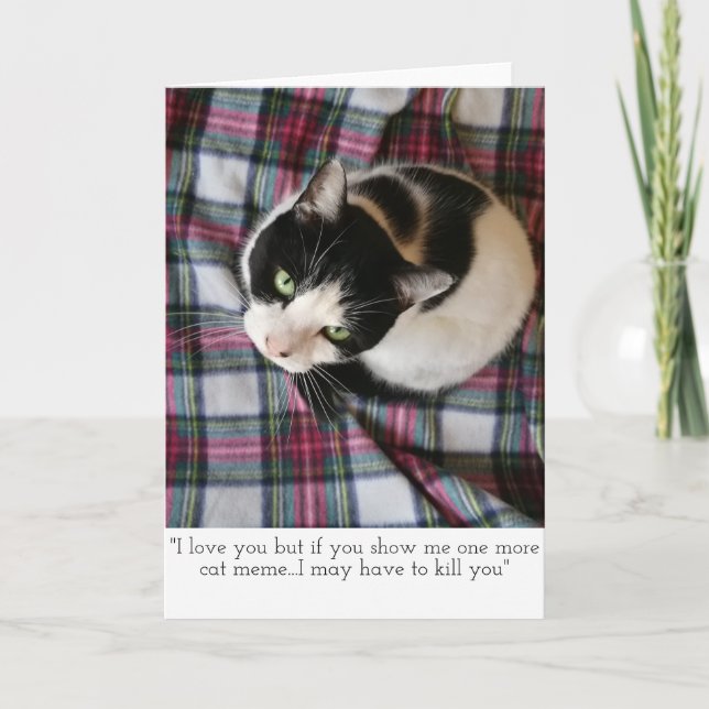 Cat Meme Greetings Card (Front)