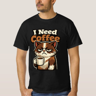 CAT MEME “I NEED COFFE” T-Shirt