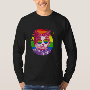 Cat Meme Rainbow Sunglasses Lgbt Pride Love T-Shirt