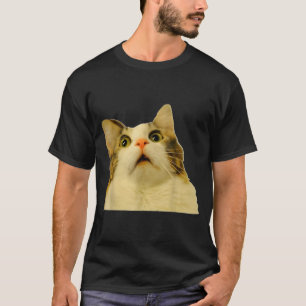 Cat Meme Shock Cat Face Funny Meme Cat Silly Gift  T-Shirt
