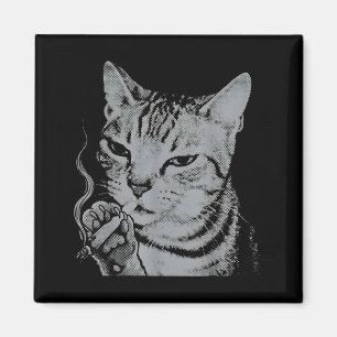 Cat Meme Silly Cat Funny Smoking Magnet