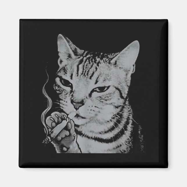 Cat Meme Silly Cat Funny Smoking Magnet (Front)