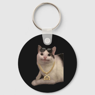 Cat Meme Silly Cat Wait Goated Funny for Gen Z Key Ring
