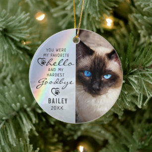 Cat Memorial 2 Photos Rainbow Keepsake Ceramic Tree Decoration