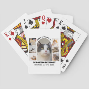 Cat Memorial 7 Photo Collage Pet Tribute Template Playing Cards