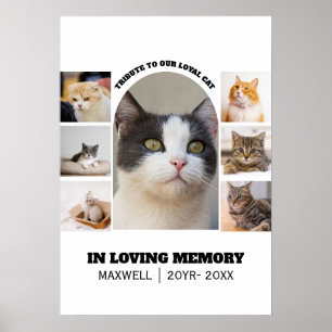 Cat Memorial 7 Photo Collage Pet Tribute Template Poster