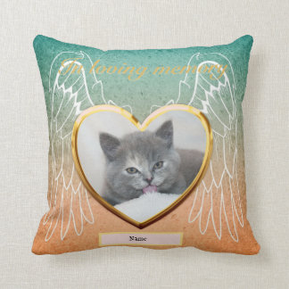 Cat Memorial Angel Wings Photo Personalised Cushion
